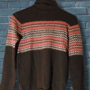 Ann Taylor Chocolate & Rust Wool Turtleneck Sweater size M